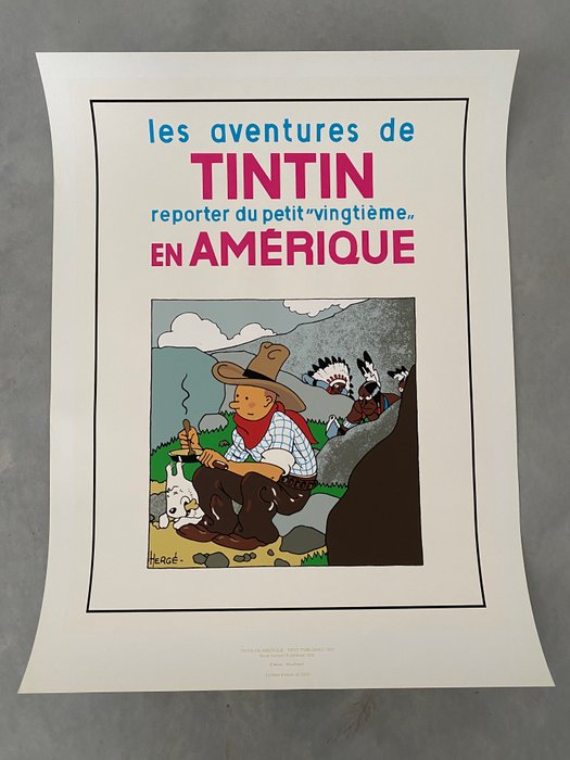 Dokument - Hergé - Sérigraphie Tintin reporter du petit vingtième en Amérique - Edition limitée - 1980