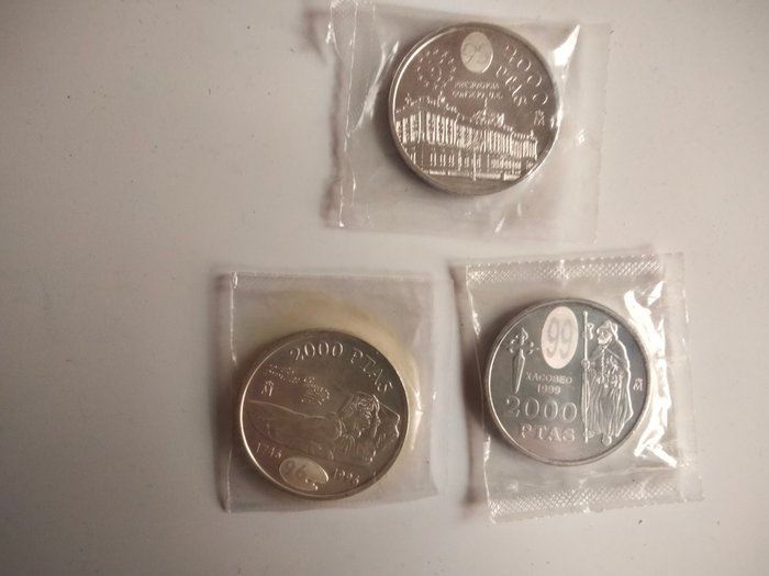 Spanien 2000 Pesetas 1995/1999 (3 monedas)  (Ingen mindstepris)