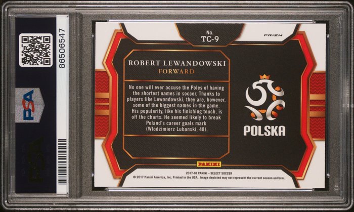 2017 Panini Select Robert Lewandowski #TC9 Top of the Class PSA 9 Graded card