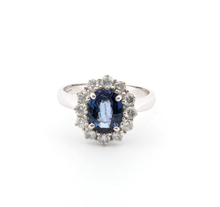 Ingen mindstepris - Ring - 18 kraat Hvidguld -  2.72ct. tw. Safir - Diamant