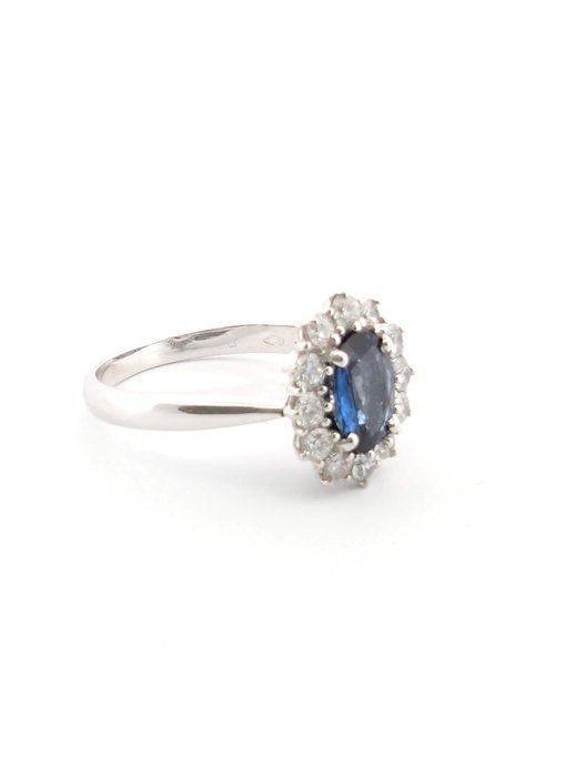 Ingen mindstepris - Ring - 18 kraat Hvidguld -  2.72ct. tw. Safir - Diamant