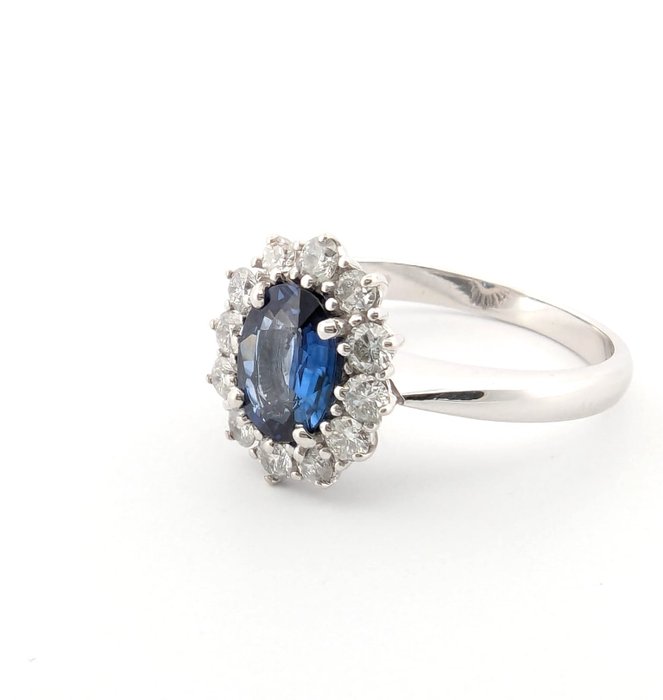 Ingen mindstepris - Ring - 18 kraat Hvidguld -  2.72ct. tw. Safir - Diamant