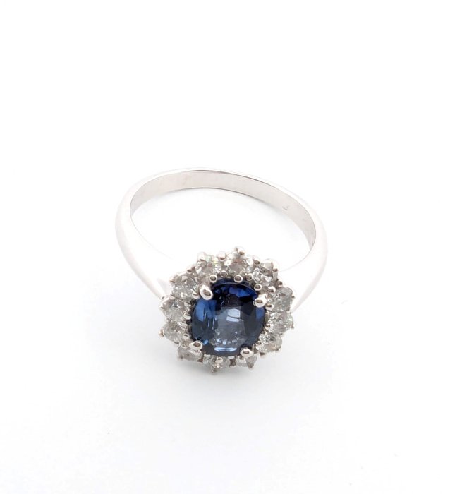 Ingen mindstepris - Ring - 18 kraat Hvidguld -  2.72ct. tw. Safir - Diamant