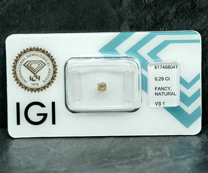 1 pcs Diamant  (Naturfarvet)  - 0.29 ct - Fancy light Grålig Gul - VS1 - International Gemological Institute (IGI)