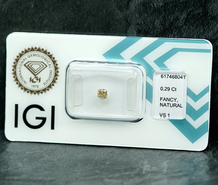 1 pcs Diamant  (Naturfarvet)  - 0.29 ct - Fancy light Grålig Gul - VS1 - International Gemological Institute (IGI)