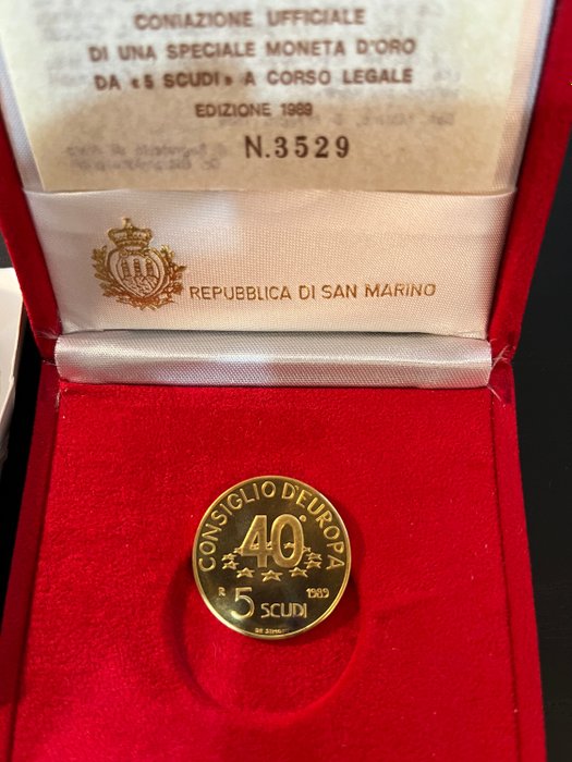 San Marino. 5 Scudi 1989 "Consiglio D'Europa"