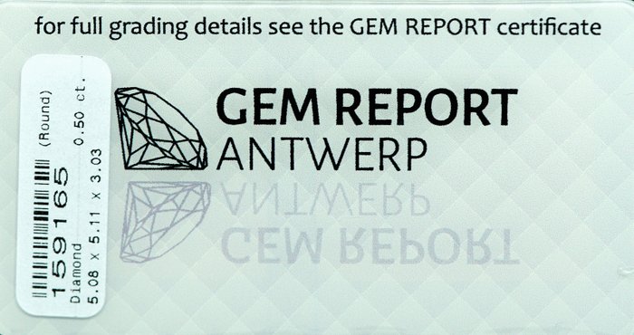 Ingen mindstepris - 1 pcs Diamant  (Natur)  - 0.50 ct - G - I3 - Gem Report Antwerp (GRA)