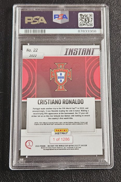 2022 Panini Instant World Cup Cristiano Ronaldo #22 PSA 10 - 1 Graded card