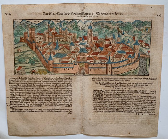 Schweiz - Chur; Sebastian Münster - Die Statt Chur im Schweitzergebirg/in der Grawenbündter Landt/unvern vd in Rhein gelegen. - 1561-1580