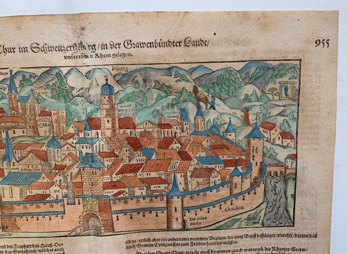 Schweiz - Chur; Sebastian Münster - Die Statt Chur im Schweitzergebirg/in der Grawenbündter Landt/unvern vd in Rhein gelegen. - 1561-1580