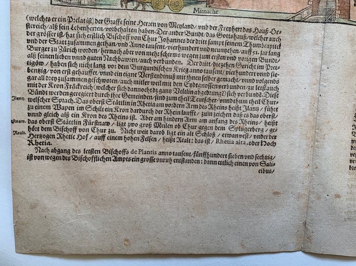 Schweiz - Chur; Sebastian Münster - Die Statt Chur im Schweitzergebirg/in der Grawenbündter Landt/unvern vd in Rhein gelegen. - 1561-1580