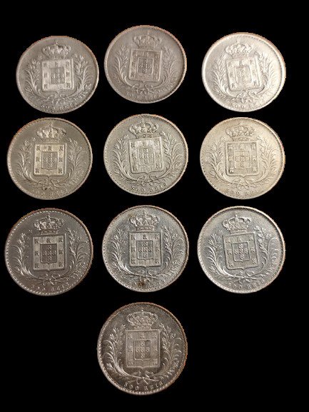 Portugal. D. Luís I (1861-1889). 500 Reis 1866/1889 (10 moedas)  (Ingen mindstepris)