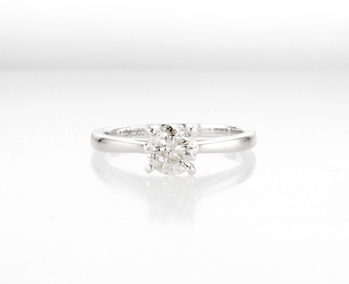 Forlovelsesring - 14 karat Hvidguld -  0.88ct. tw. Diamant (Natur)  - r95