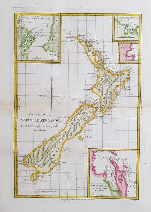 Oceanien - New Zealand / Australien / Wellington; Desmarest  Bonne - Carte de la Nouvelle Zeelande - 1781-1800