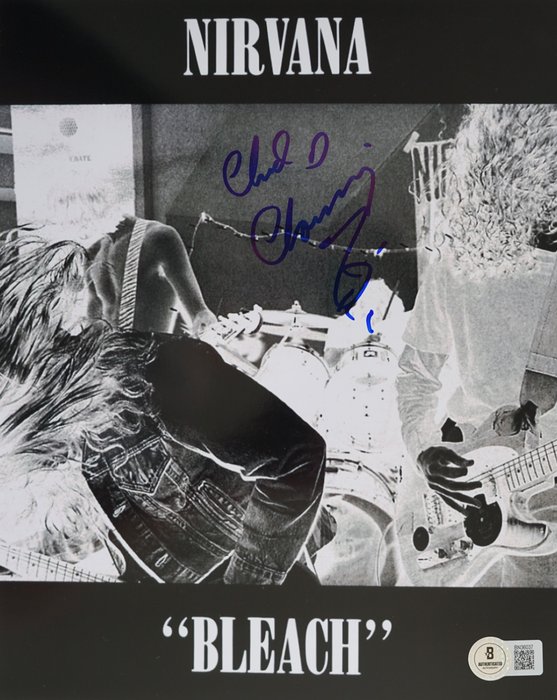 Nirvana, Chad Channing - Autograf, foto med Beckett COA