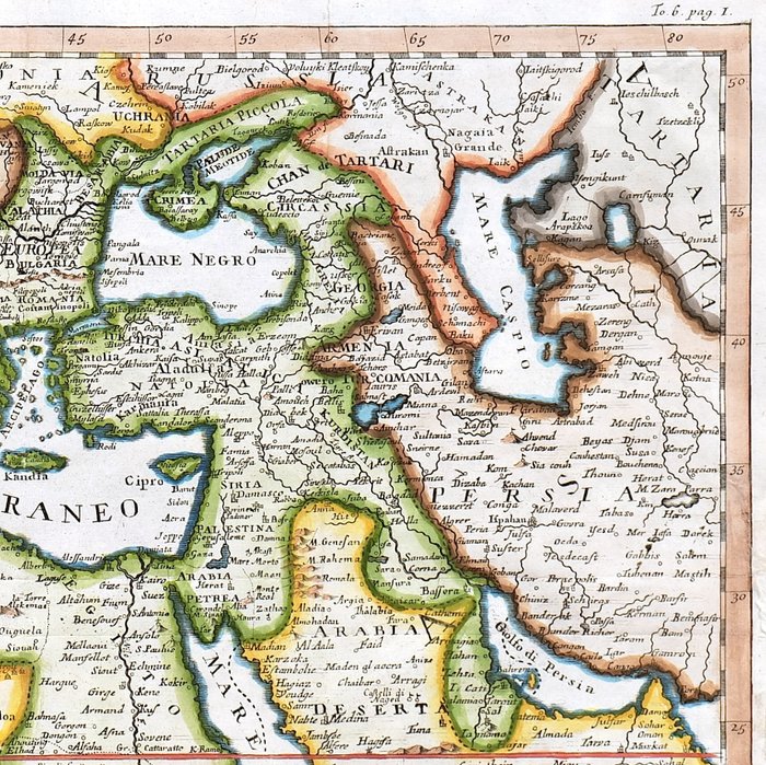 Middelhavet - Europa Nordafrika Mellemøsten; T. Salmon - Carta nuova del dominio e Stati del Turco situati nell'Europa, Asia ed Africa - 1721-1750