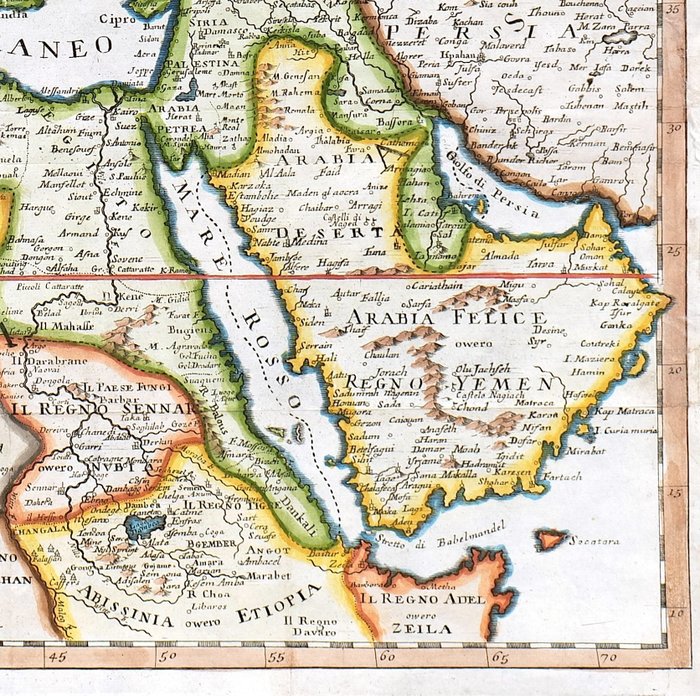 Middelhavet - Europa Nordafrika Mellemøsten; T. Salmon - Carta nuova del dominio e Stati del Turco situati nell'Europa, Asia ed Africa - 1721-1750