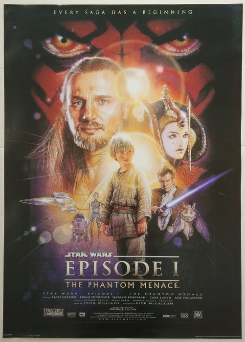 Drew Struzan - Star Wars Episode I: The Phantom Menace - Official STAR WARS - UK Poster - 1999 - Rolled - MINT - No Reserve !!