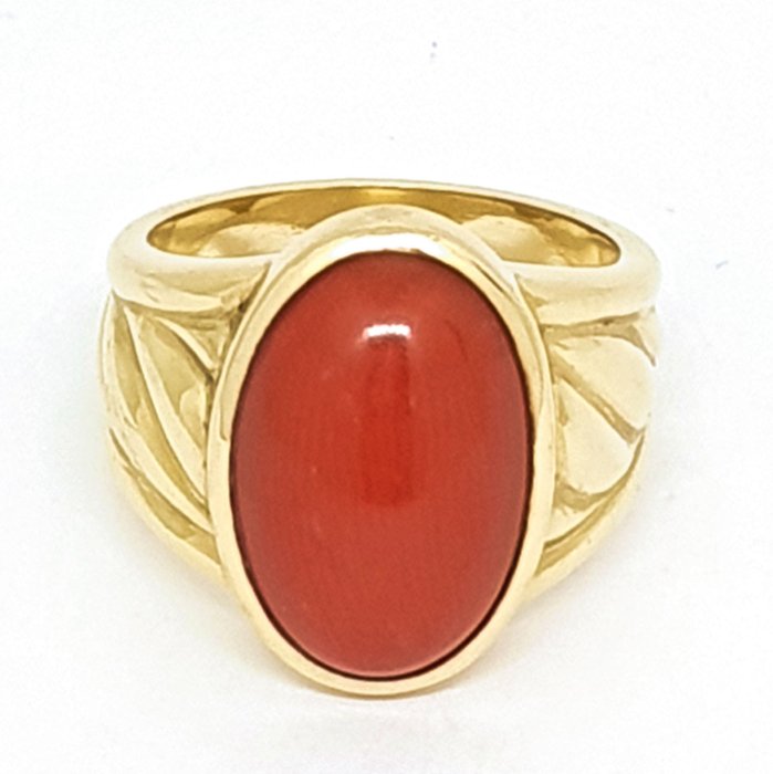 Ring - 18 kraat Gulguld -  4.00ct. tw. Koral