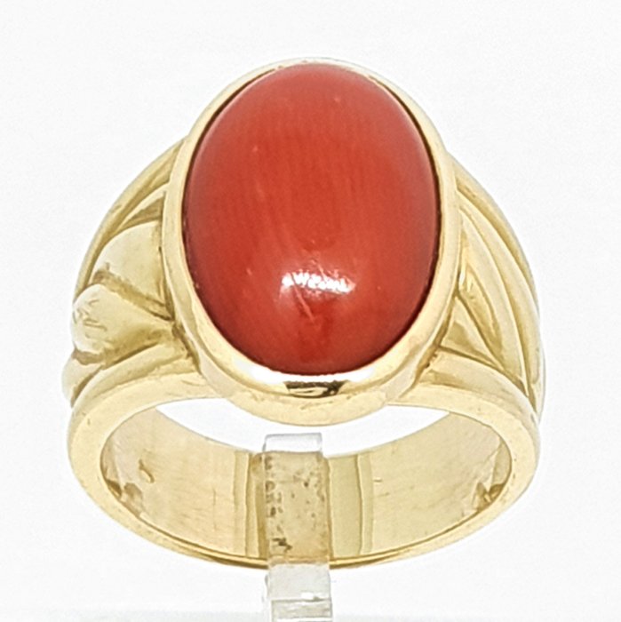 Ring - 18 kraat Gulguld -  4.00ct. tw. Koral