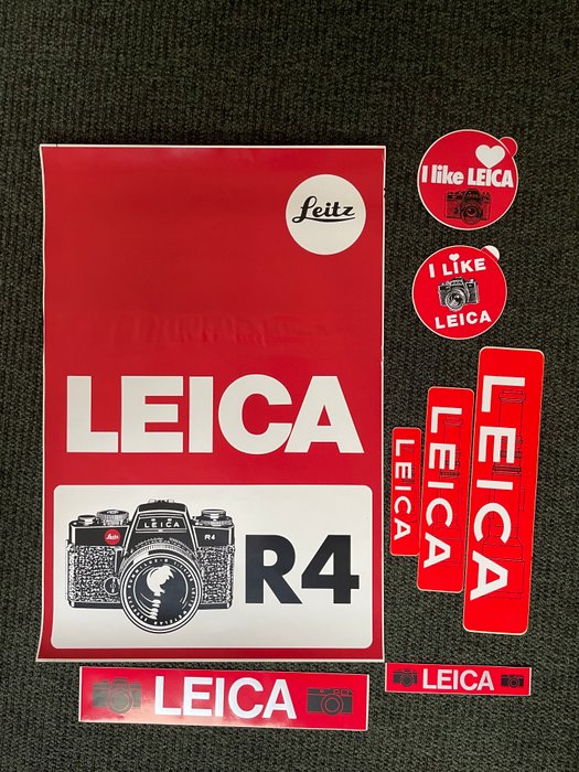 Leica lot van 30 originele Leica stickers waarvan vijf zeer grote stickers Rangefinder søgerkamera  (Ingen mindstepris)