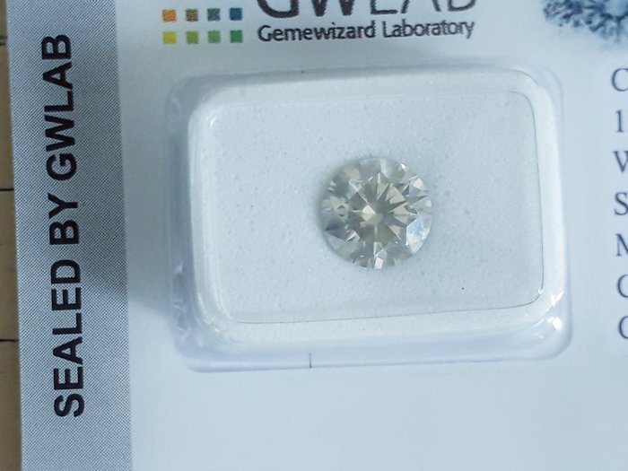 Ingen mindstepris - 1 pcs Diamant  (Natur)  - 1.41 ct - Rund - K - SI2 - Gemewizard Gemological Laboratory (GWLab)