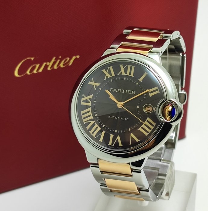 Cartier - Ballon Bleu 42 "Chocolate Dial" Gold/Steel - W6920032 - Mænd - 2011-nu