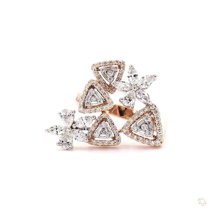 Ring - 14 karat Rosaguld -  1.28ct. tw. Diamant (Natur) - Diamant - 14KT PINK GULD RING