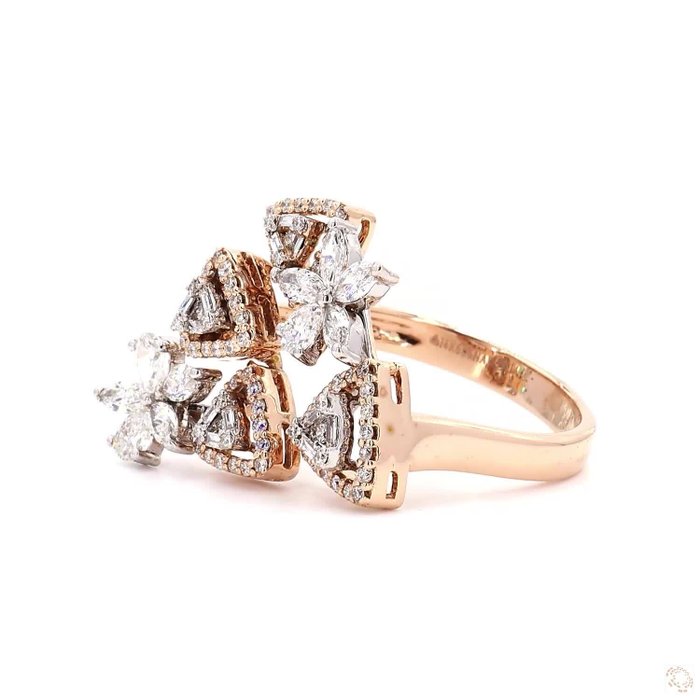 Ring - 14 karat Rosaguld -  1.28ct. tw. Diamant (Natur) - Diamant - 14KT PINK GULD RING