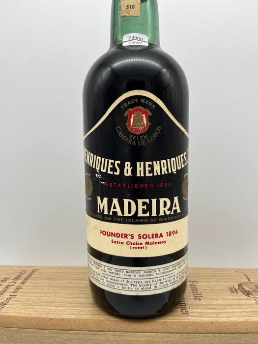 1894 Henriques  Henriques, Founder's Solera - Madeira Malmsey (Malvasia) - 1 Flaske (0,75L)