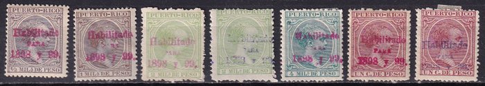 Puerto Rico  - 1898/1899 - Autoriseret - Edifil 150/166 - Komplet serie + sorter