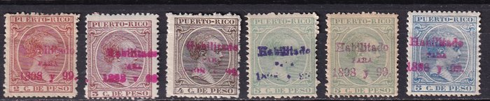 Puerto Rico  - 1898/1899 - Autoriseret - Edifil 150/166 - Komplet serie + sorter