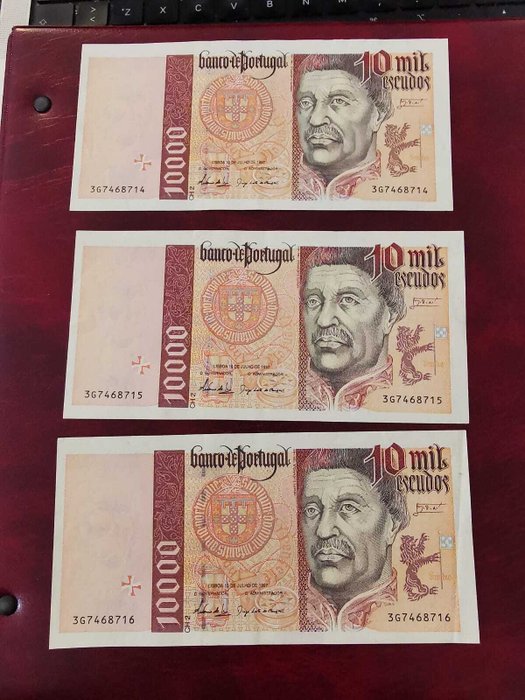 Portugal. - 3 x 10000 Escudos 1997 - Pick 191b - consecutive  (Ingen mindstepris)