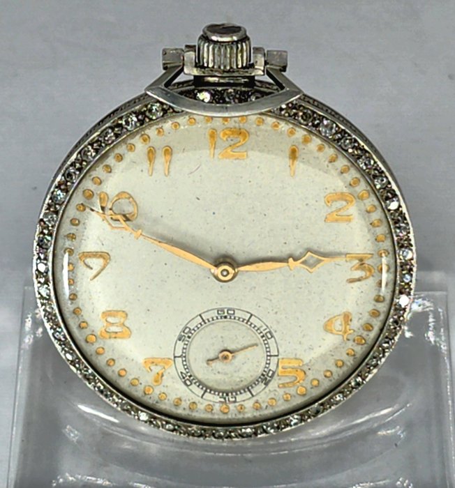 Selva Watch Co. Swiss - Feine Platin Lepine Frackuhr - Diamantenlünette - Schweiz 1930