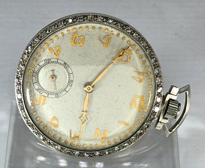 Selva Watch Co. Swiss - Feine Platin Lepine Frackuhr - Diamantenlünette - Schweiz 1930