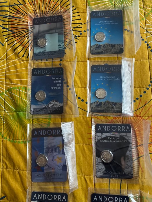 Andorra. 2 Euro 2014/2019 (9 monete)