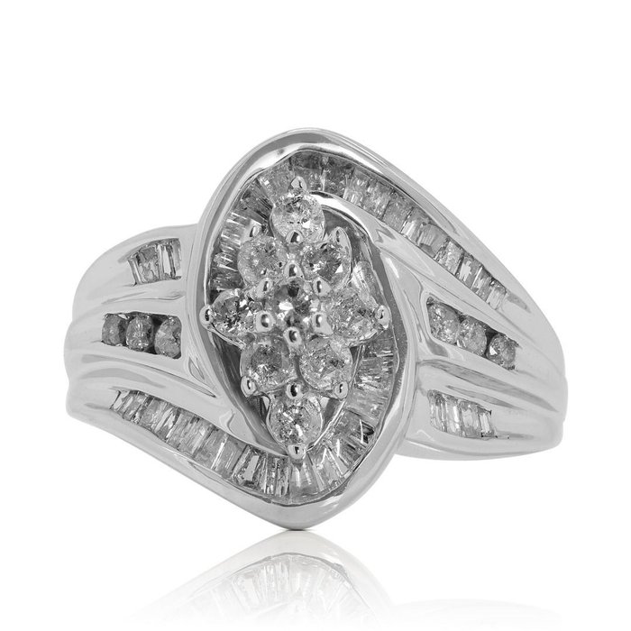 Ring - 14 karat Hvidguld -  050ct tw Diamant (Natur)  - Diamant