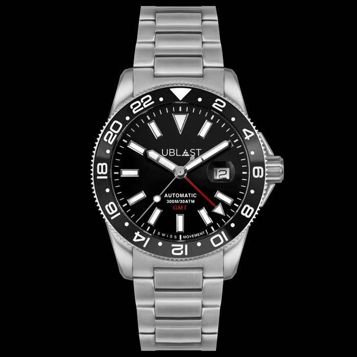 Ublast - Royal GMT Professional 30 ATM - UBRG44BK - Automatic Swiss MOVT - Mænd - Ny