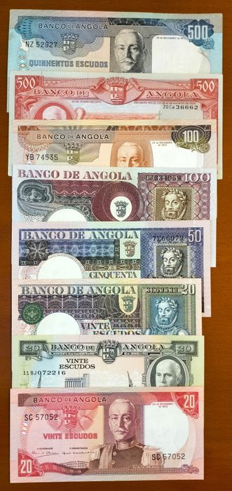 Angola - 8  Banknotes Escudos - Various Dates and Values  (Ingen mindstepris)