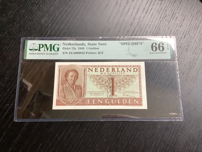 Holland. - 1 Gulden 1949 - SPECIMEN - Pick 72s  (Ingen mindstepris)