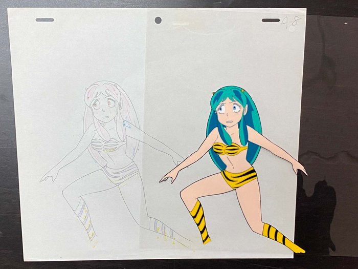 Urusei Yatsura (Pierrot, 1981/86) - 1 Original animationscel og tegning af Lum Invader