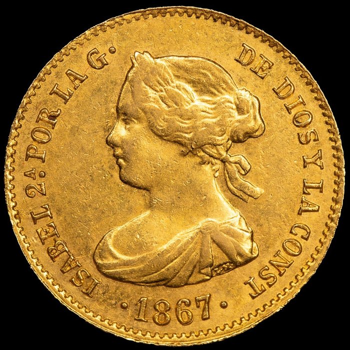 Spanien Isabel II (1833-1868) 4 Escudos 1867 Madrid