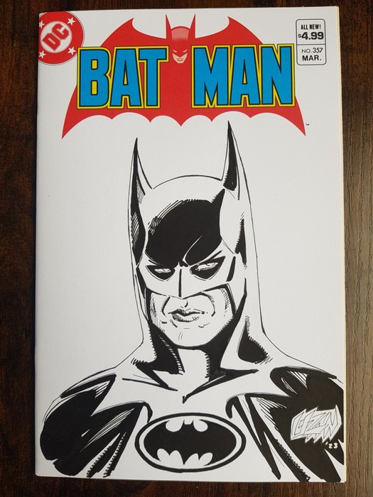 Batman #357 New 2023 - Batman '89 Tim Burton Homage - Batman (Michael Keaton) Head-Sketch! - Signed and sketched by Franck Uzan - 1 Signed comic - Første udgave/2023