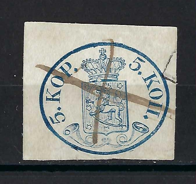 Finland 1856 - Finland 5 Kop grønblå Attest Schwenson - Michel 1 II - Facit 1 II d