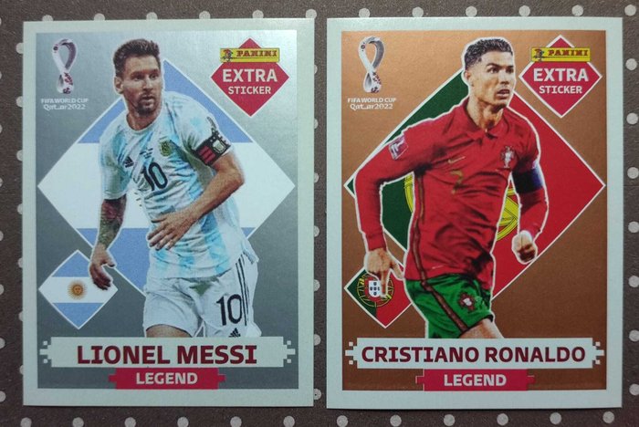 Panini - World Cup Qatar 2020 - Extra Legend Silver/Bronze - Messi/Ronaldo - 2 Loose stickers