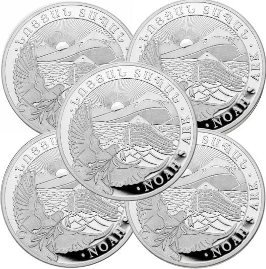 Armenien. 5 x 1 oz 2024 500 Drams Noah's Ark Silver Coin BU