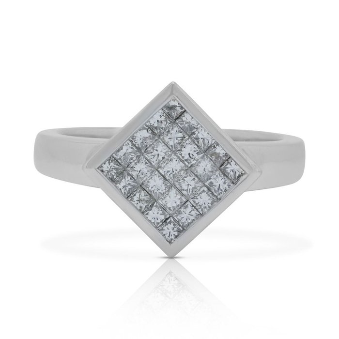 Ring - 18 kraat Hvidguld -  100ct tw Diamant (Natur)