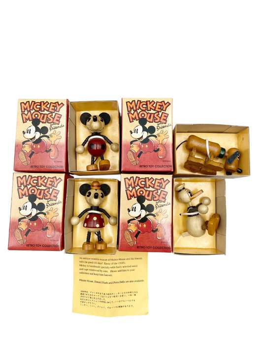 Disney / Young Epoch Japan - Mickey Mouse - 4 - Mini Wooden Mickey Mouse Figure Retro