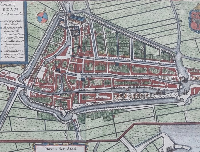 Holland - Edam; Isaak Tirion - Grondtekening der Stad Edam - 1743