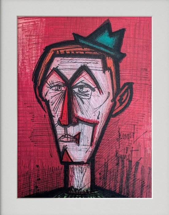 Bernard Buffet (1928-1999) - Le Clown au Fond rouge